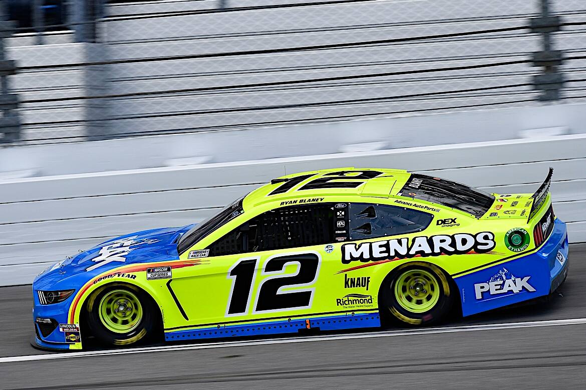 Team Penske's Ryan Blaney (12) was second in the 500, followed by Roush Fenway's Chris Buescher. Team Penske's Ryan Blaney (12) was second in the 500, followed by Roush Fenway's Chris Buescher.